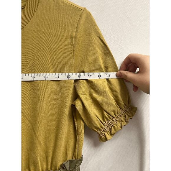 Womens Short puff Sleeve Cropped Pants Jumpsuit Olive Brown Size Small - Picture 8 of 11